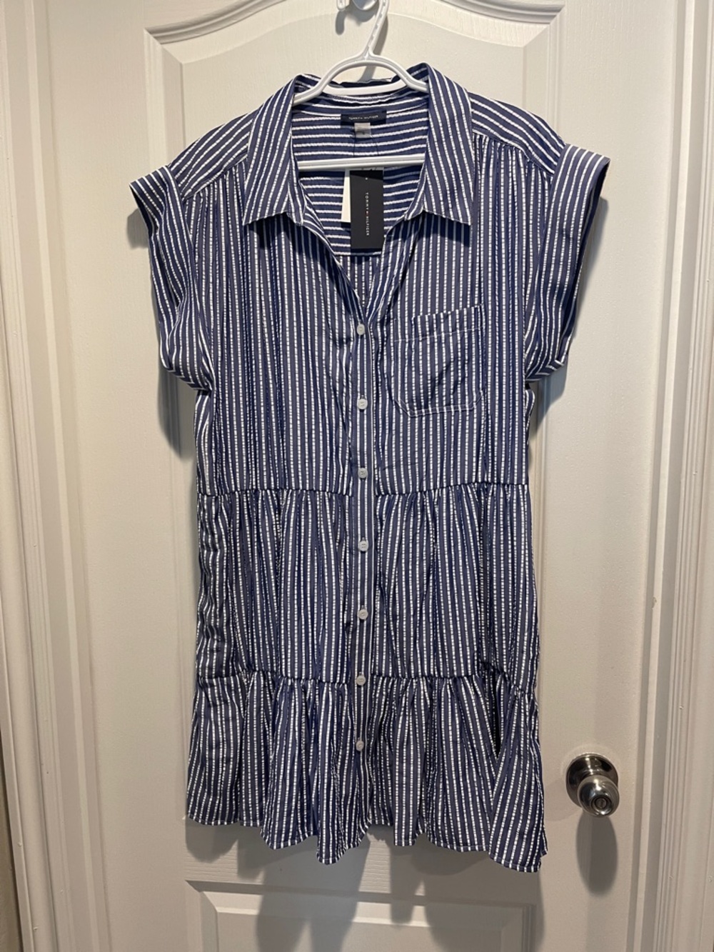 Tommy Hilfiger Navy and White Striped Mini Dress